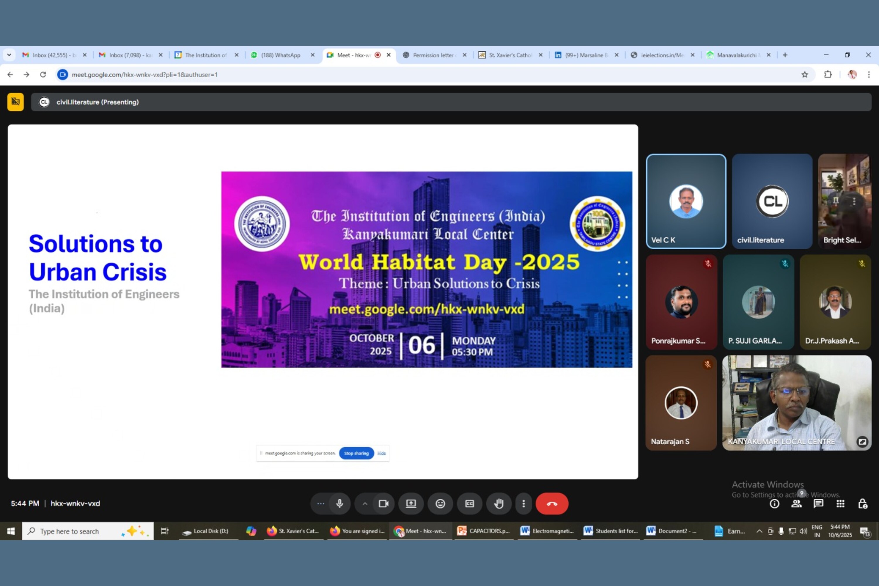   Webinar on world habitat day 6-10-2025